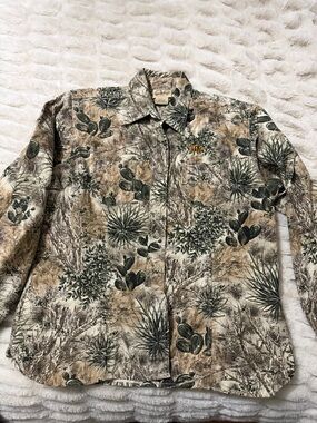 Men's Desert Cactus Button-Front Shirt Jacket - Beige & Green